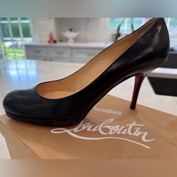 Christian Louboutin Prorata 90 Kid Black leather platform Round Toe 40.5 or 10 - Picture 1 of 15